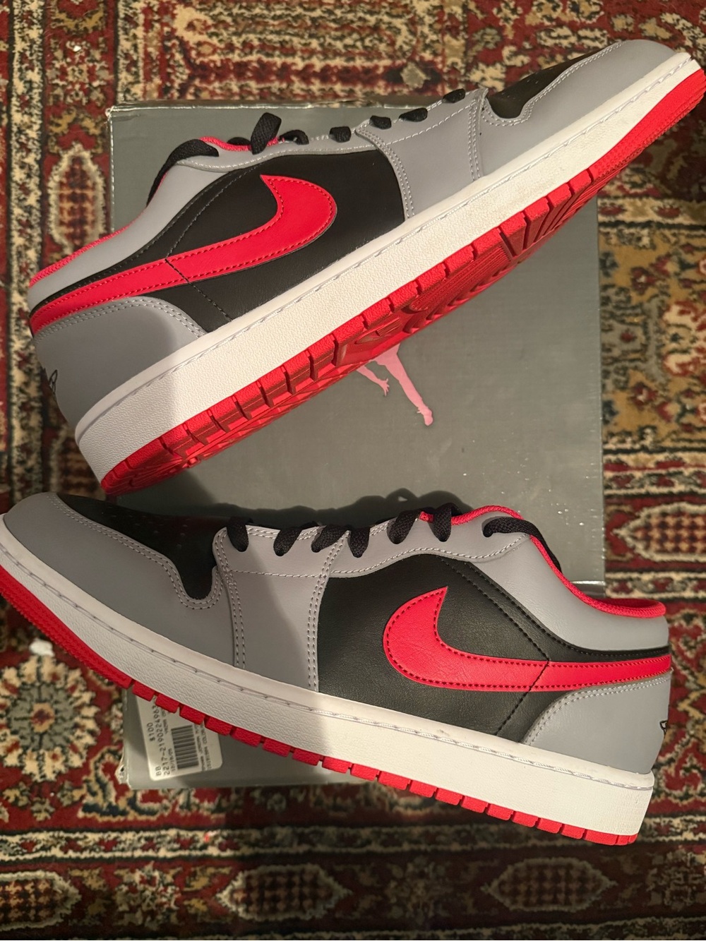 Jordan 1 Low Black Light Smoke Grey Gym Red